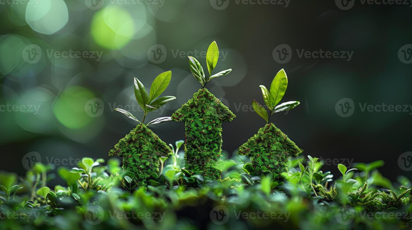 ai gegenereerd naar boven gericht pijlen gemaakt van weelderig groen gras, symboliseert milieuvriendelijk voortgang, duurzame ontwikkeling, en positief milieu groei trends foto