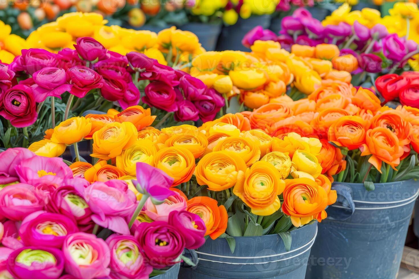 ai gegenereerd boeket van mooi ranonkel bloemen. voorjaar bloemen achtergrond. generatief ai foto