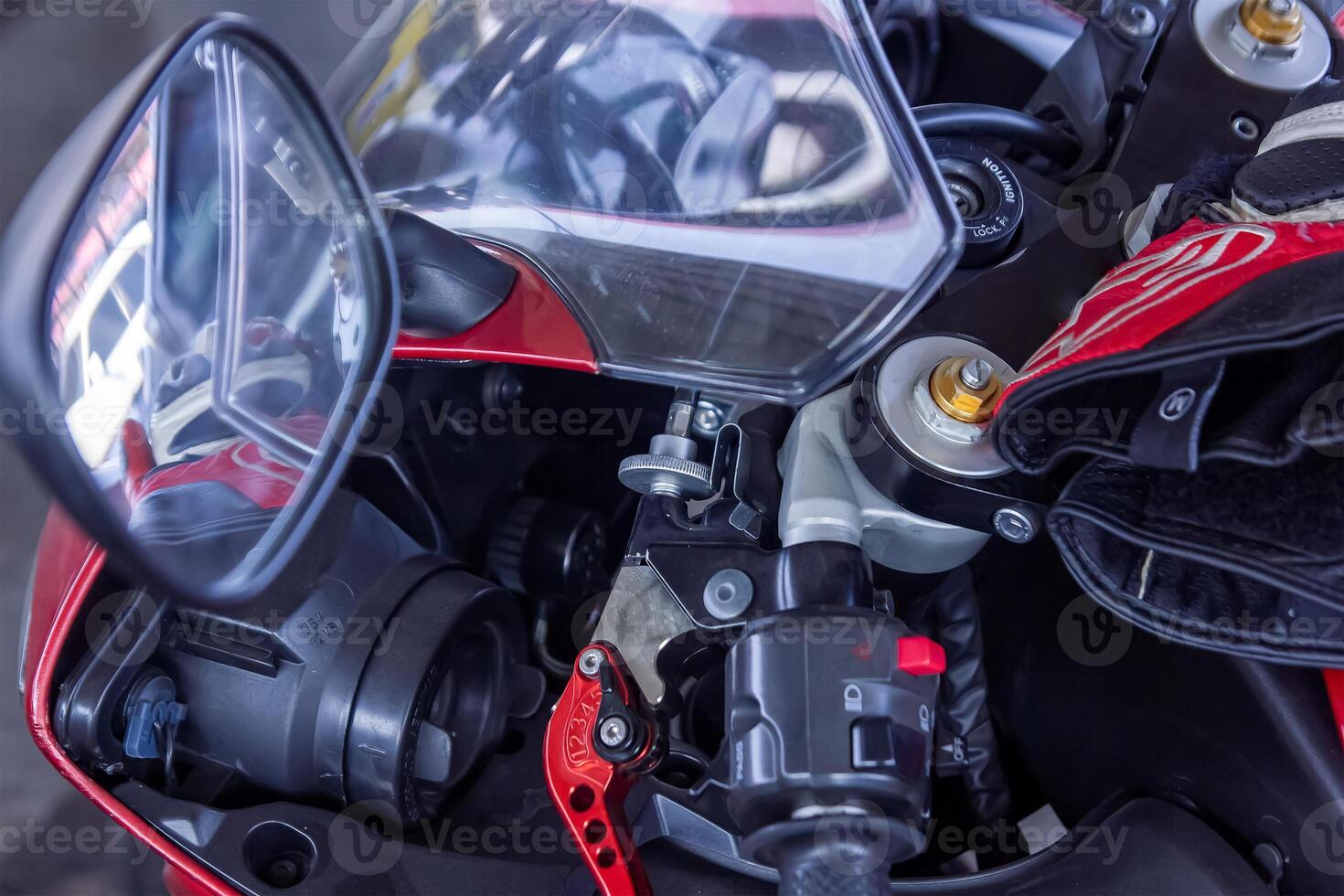 detailopname van sport motorfiets foto