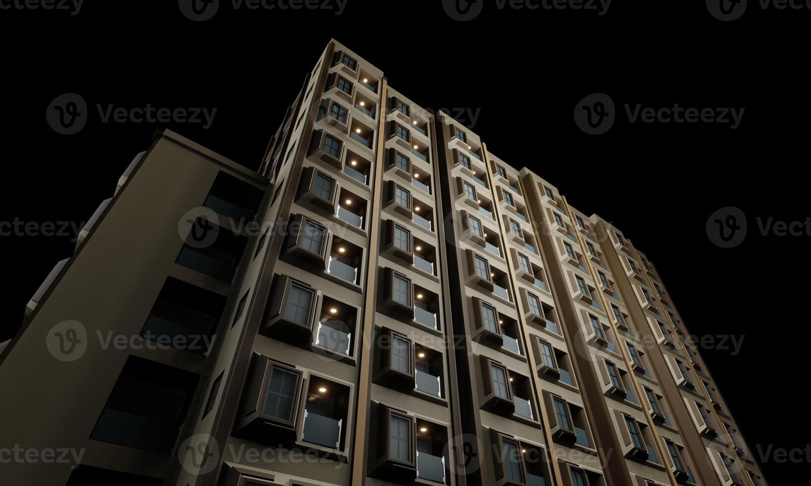 visie van modern hotel Bij nacht tafereel architectuur behang achtergrond foto