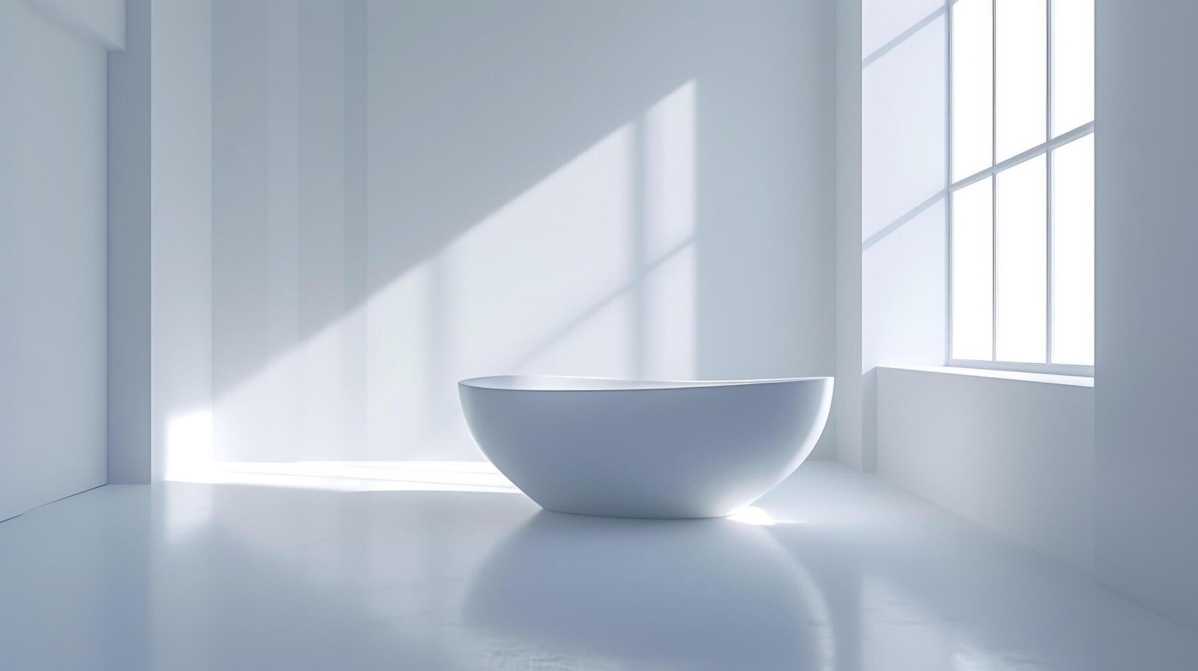 ai gegenereerd een helder, minimalistische badkamer badend in natuurlijk zonlicht, met een schoon wit esthetisch en uitgebreid kopiëren ruimte voor een vers en uitnodigend atmosfeer. foto