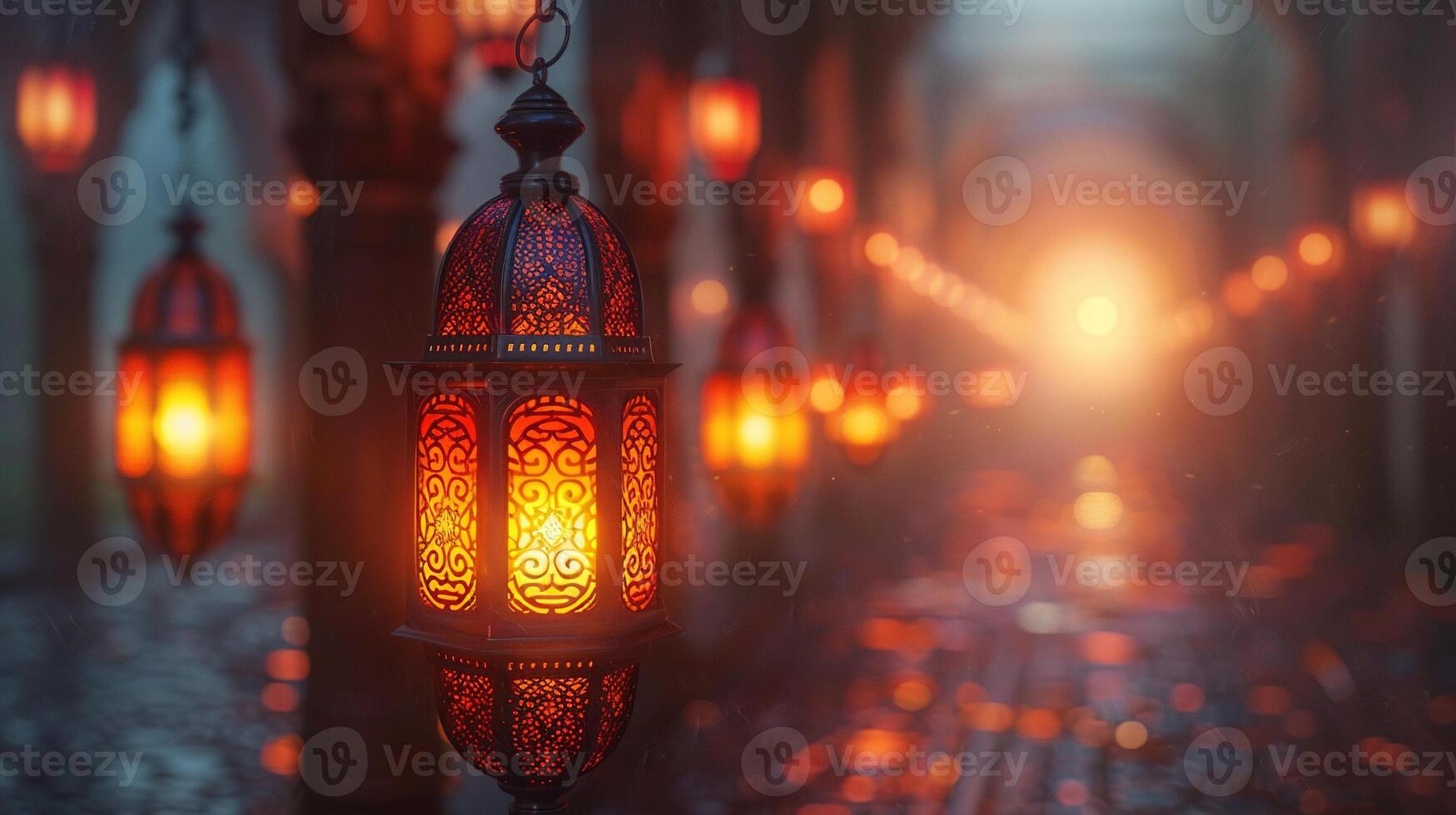 ai gegenereerd Ramadan lantaarn decoratie achtergrond met kopiëren ruimte. Islam, geloof, cultuur, festival, Islamitisch foto