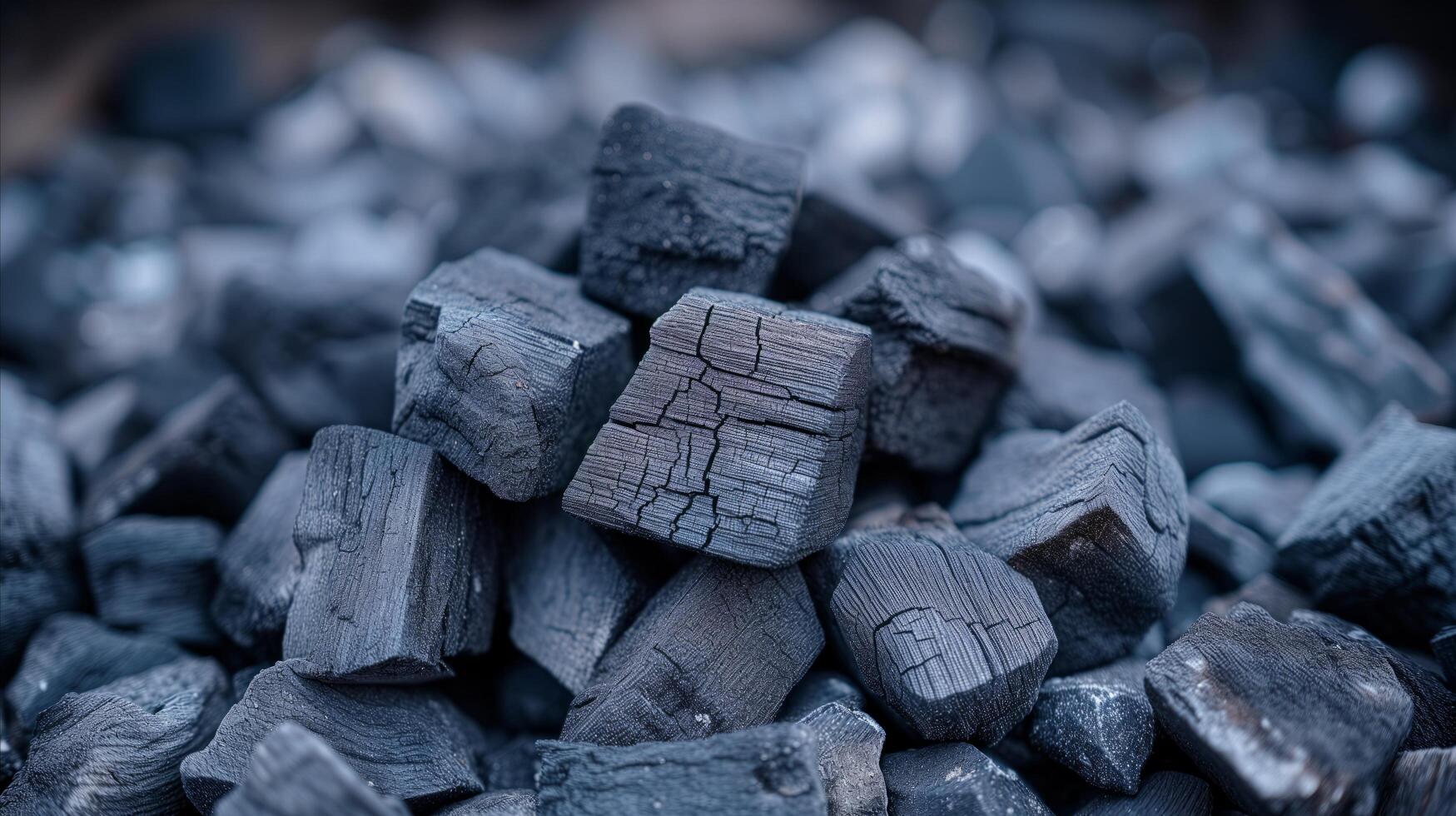 ai gegenereerd detailopname van zwart houtskool stukken voor grillen en industrieel gebruik foto
