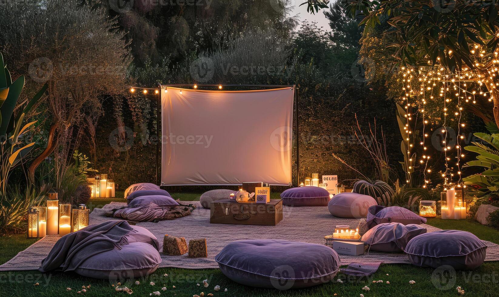 ai gegenereerd kader geplaatst Aan een picknick deken in een zonovergoten park, zich voorstellen een blanco wit mockup foto