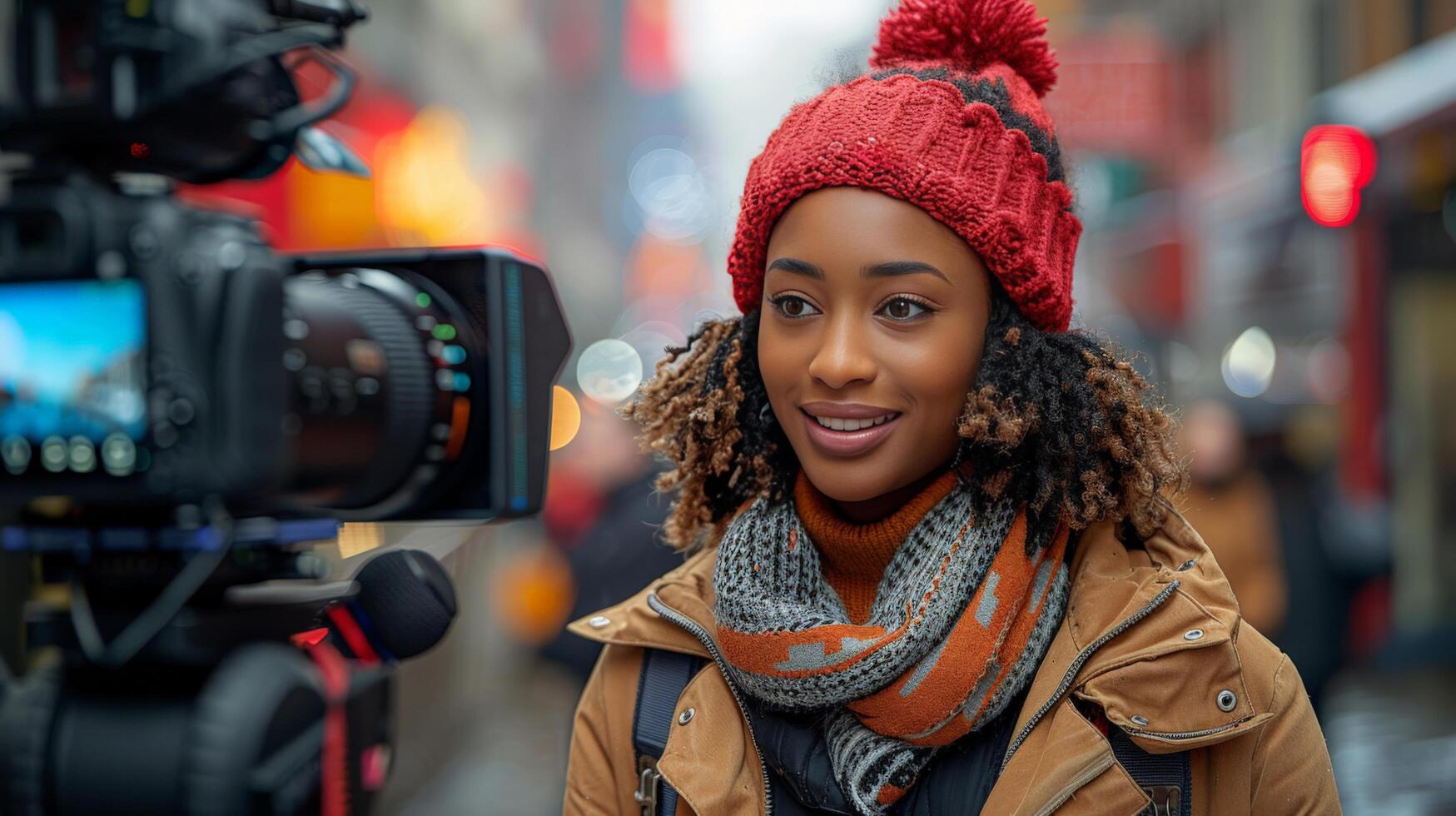 ai gegenereerd vrouw met dreadlocks staand in voorkant van camera foto