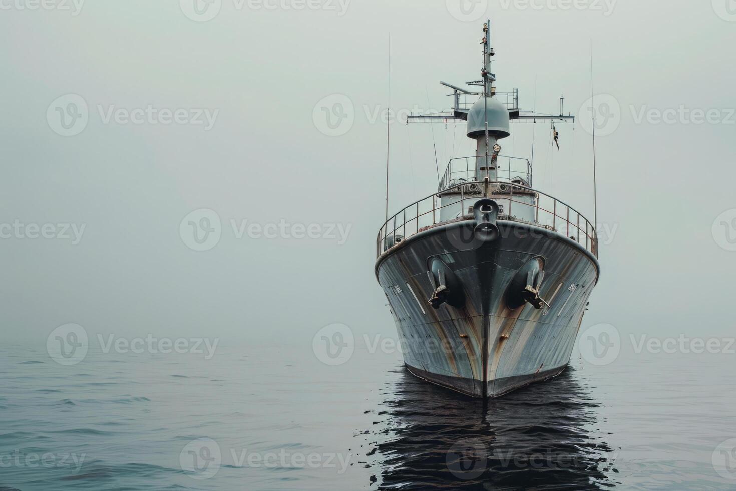 ai gegenereerd leger schip in de zee foto