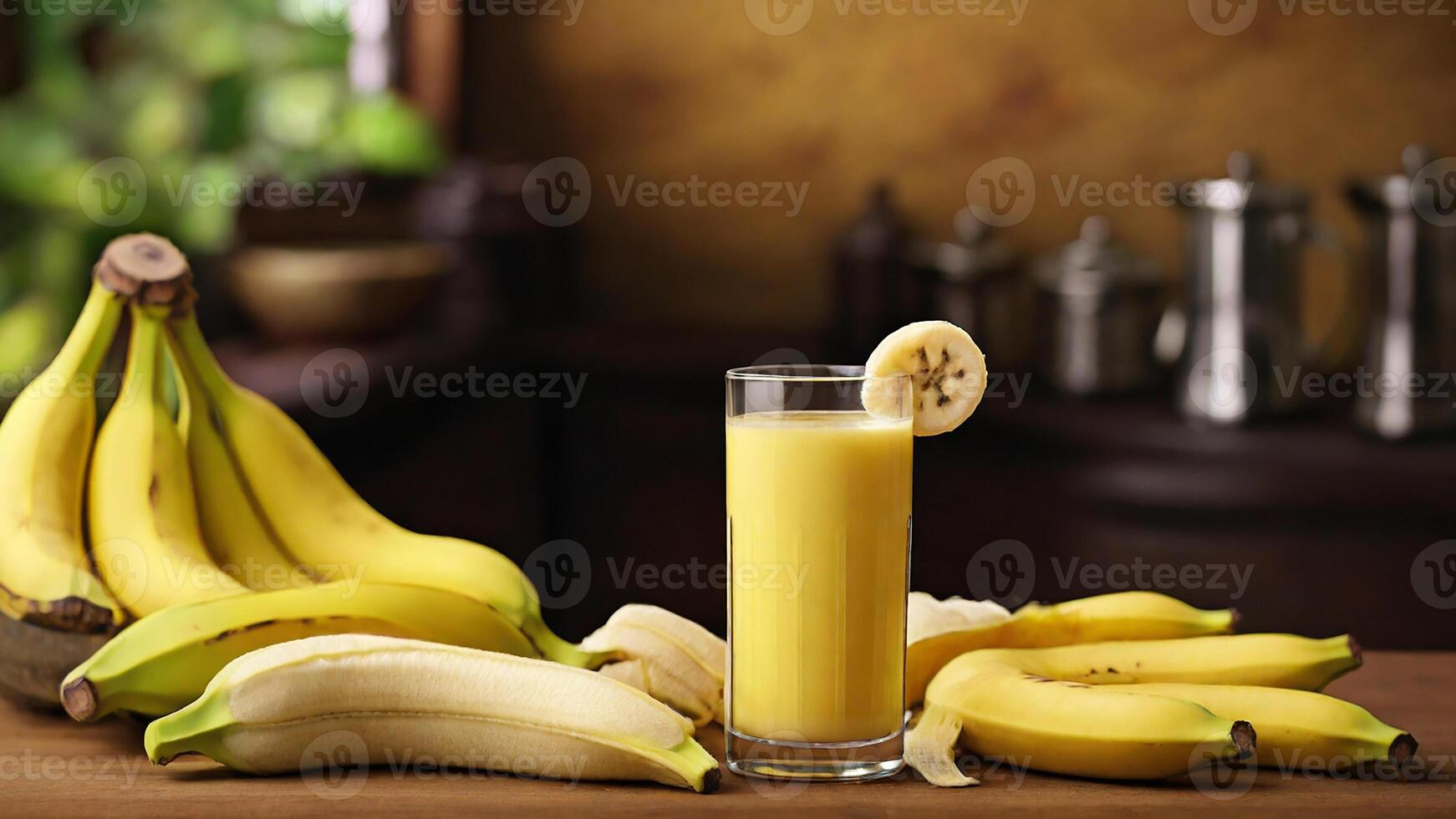 ai gegenereerd vers rijp banaan sap foto