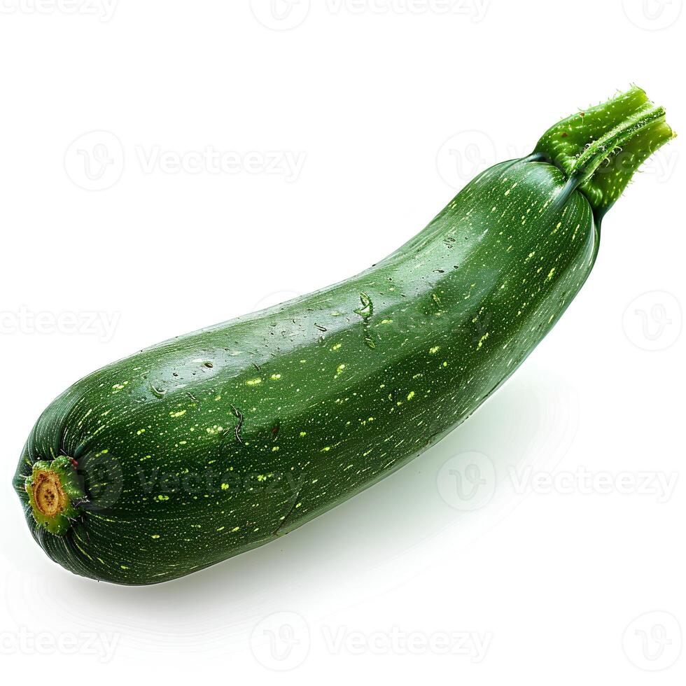 ai gegenereerd courgette geïsoleerd Aan wit achtergrond met schaduw. courgette groente geïsoleerd. baby merg top visie. courgette vlak leggen. biologisch groente foto