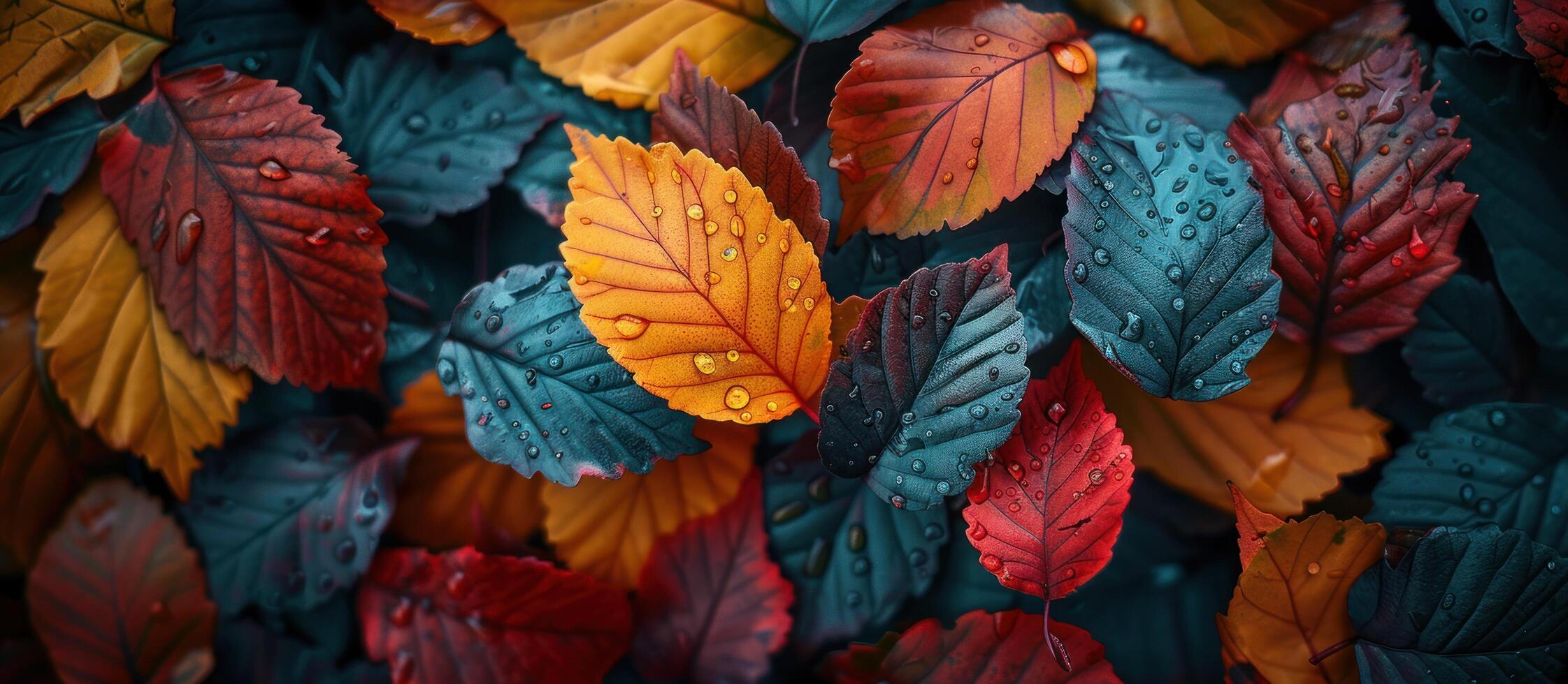 ai gegenereerd herfst bladeren zijn allemaal van verschillend kleuren foto