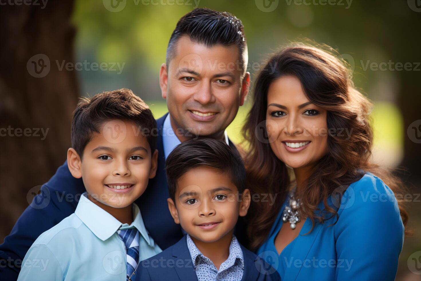 ai gegenereerd illustratie foto portret van mooi Indisch familie. ouders met kinderen Aan studio achtergrond