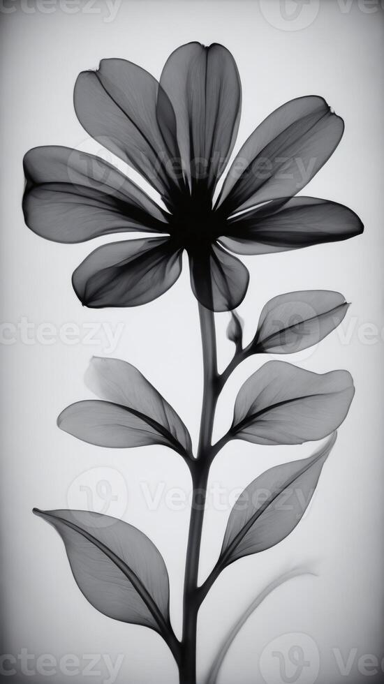 ai gegenereerd een zwart en wit foto van een bloem x-ray fotografie x-ray kunst. ai gegenereerd