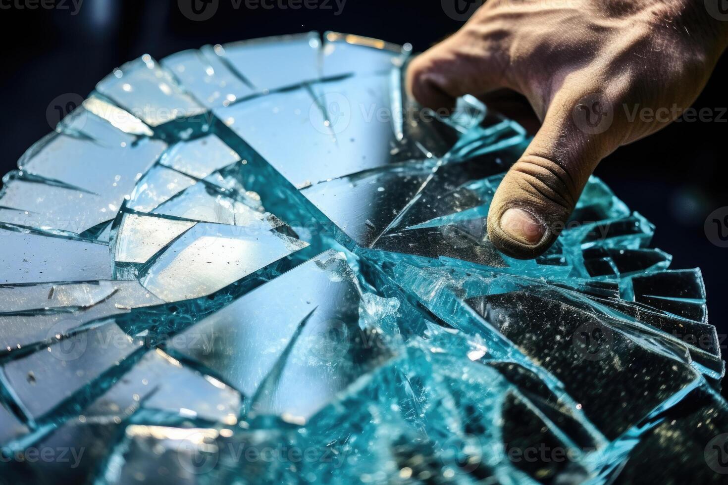 ai gegenereerd glazenmaker snijdend dik glas in fabriek. foto