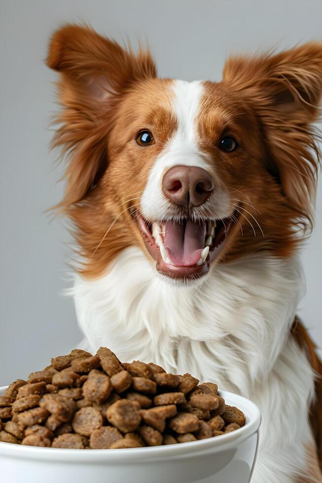 ai gegenereerd hoektand gelukzaligheid gelukkig hond verrukkelijk in premie dining foto