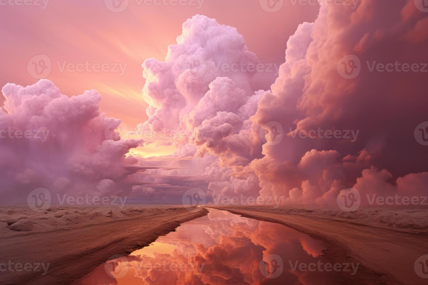 ai gegenereerd levendig roze wolken fantastisch. genereren ai foto