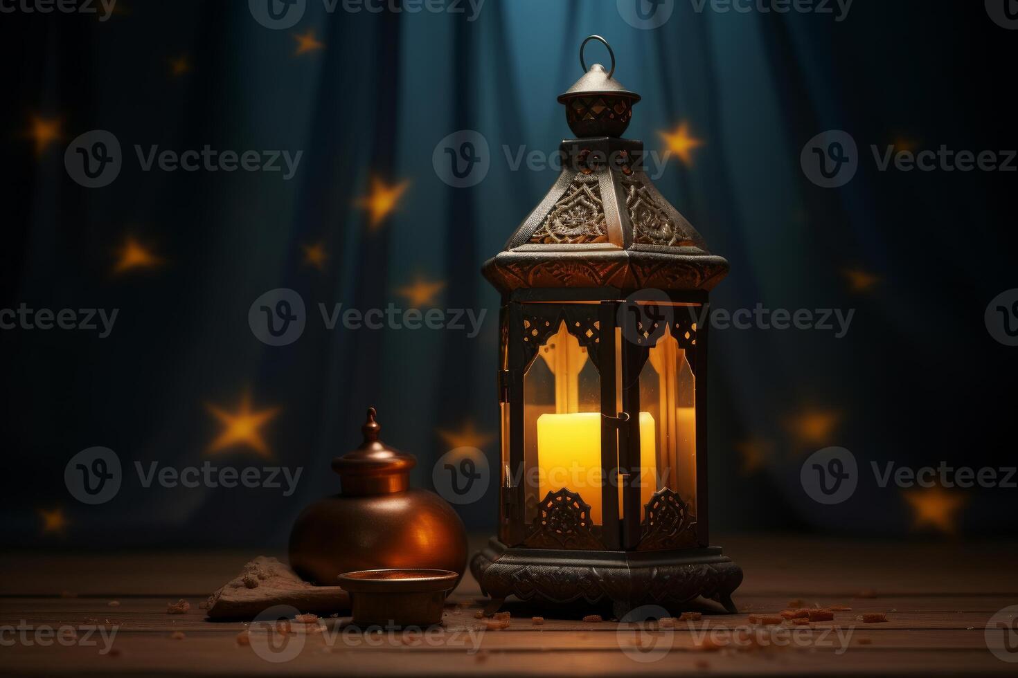 ai gegenereerd feestelijk Ramadan lantaarn achtergrond. genereren ai foto