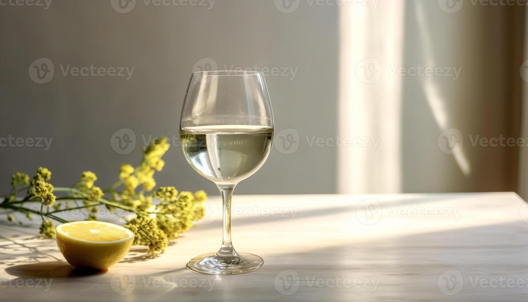 ai gegenereerd verfrissend wit wijn Aan een houten tafel, omringd door natuur gegenereerd door ai foto