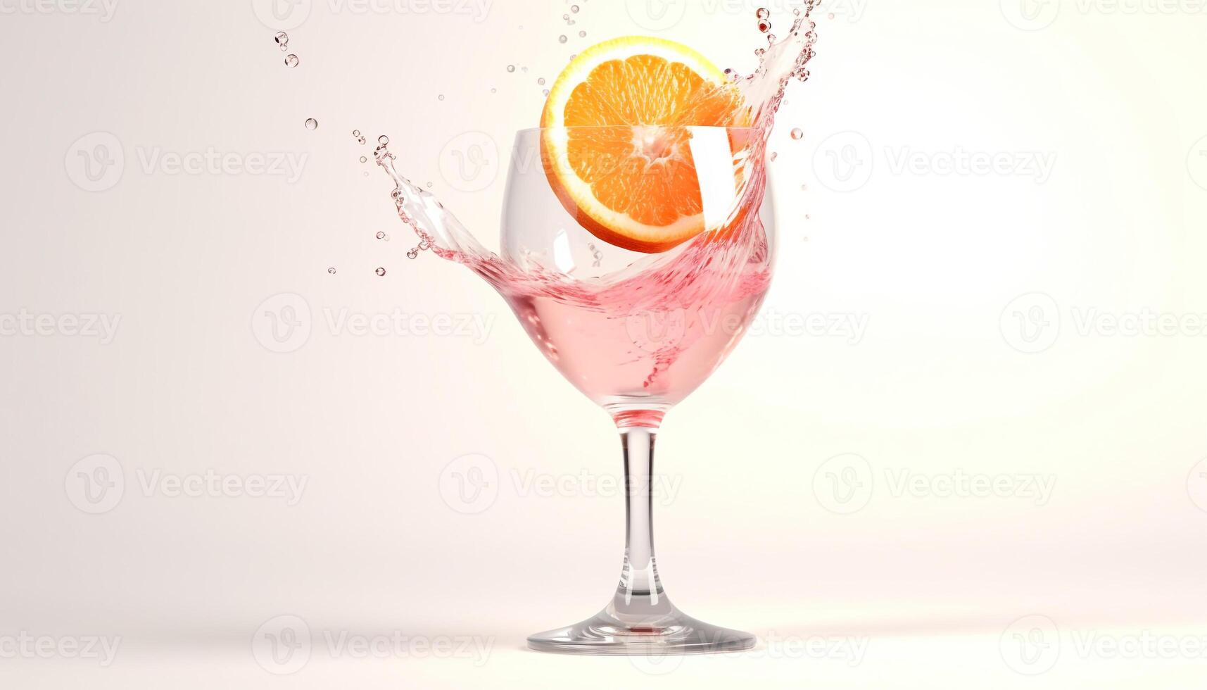 ai gegenereerd verfrissend cocktail met citrus fruit, ijs, en spatten vloeistof gegenereerd door ai foto