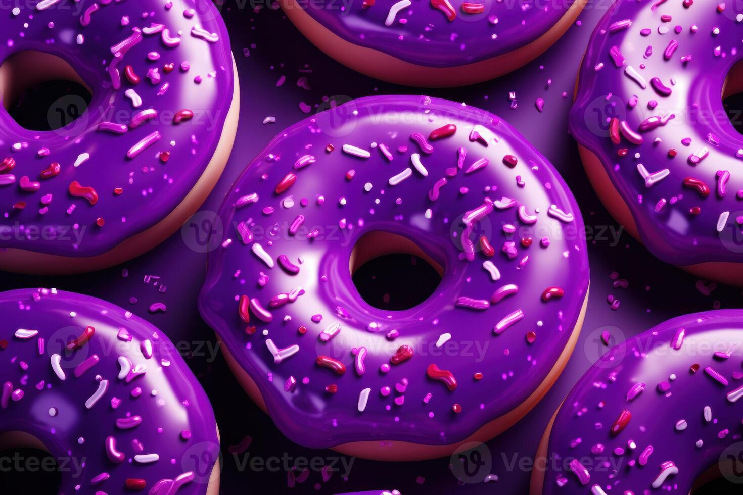 ai gegenereerd Purper donuts voedsel. genereren ai foto