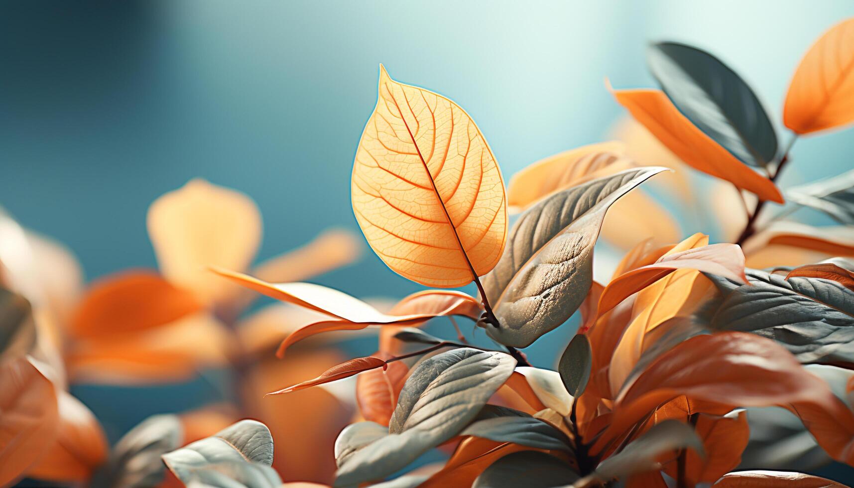 ai gegenereerd levendig herfst kleuren versieren natuur schoonheid in een blad patroon gegenereerd door ai foto