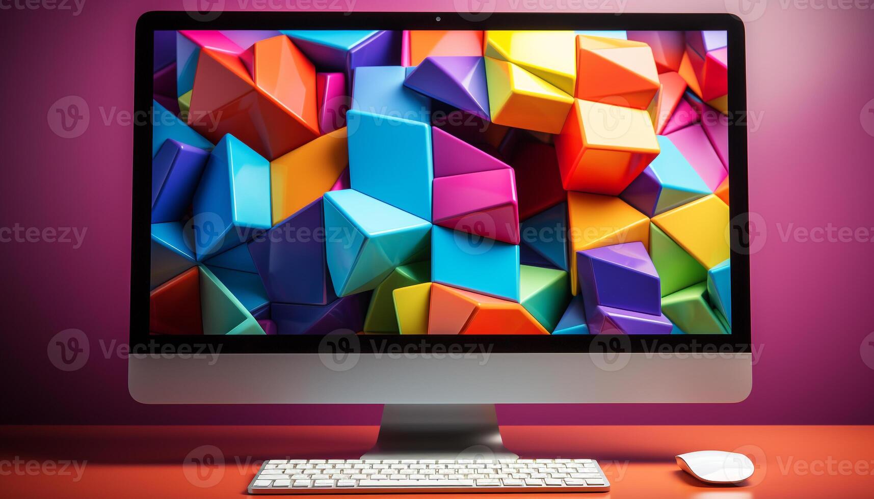 ai gegenereerd abstract computer ontwerp met levendig kleuren en futuristische vormen gegenereerd door ai foto