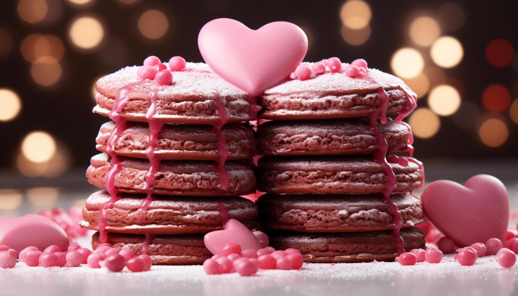 ai gegenereerd eigengemaakt chocola hart vormig koekjes, een zoet winter viering gegenereerd door ai foto