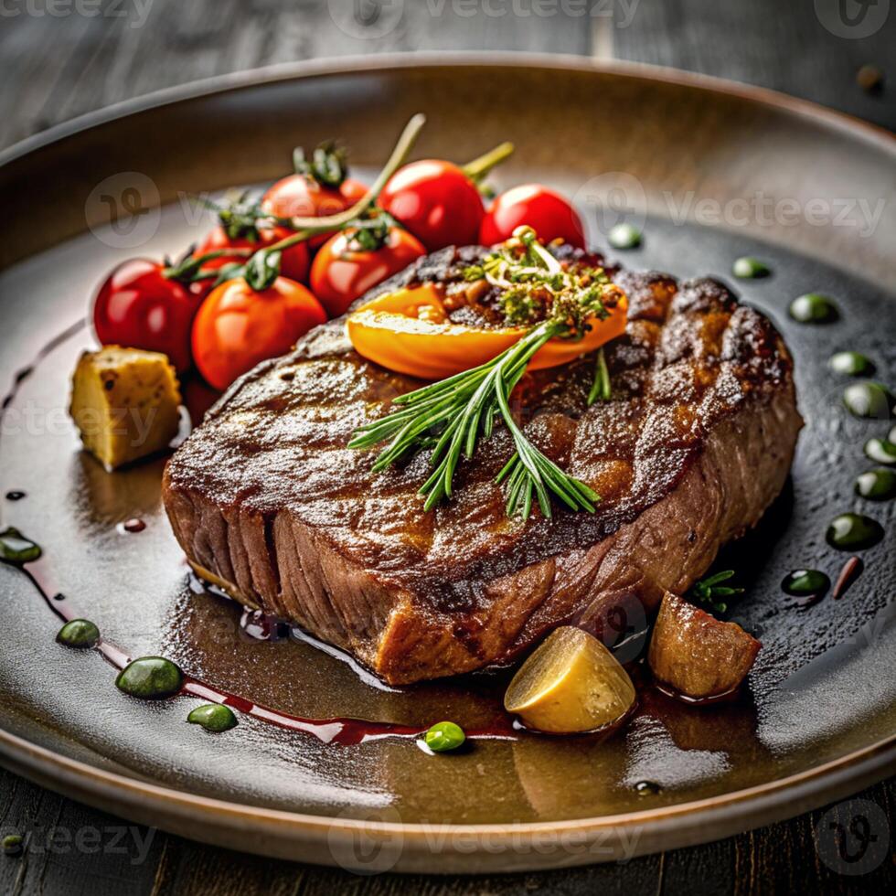 ai gegenereerd voedsel steak is mooi zo eten foto