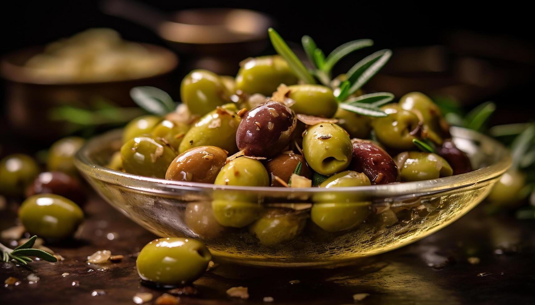 ai gegenereerd vers olijf, groen fruit, biologisch natuur, gezond aan het eten, middellandse Zee tussendoortje gegenereerd door ai foto