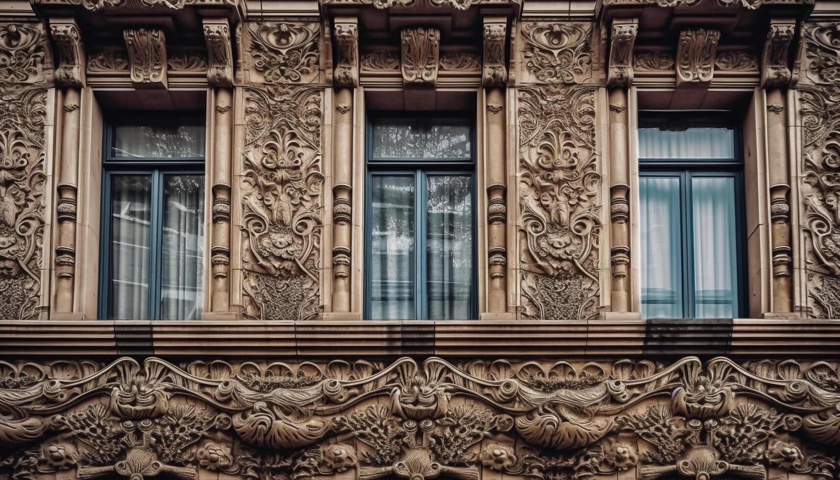 ai gegenereerd elegant balkon decor vitrines oud fashioned Frans cultuur in stadsgezicht gegenereerd door ai foto