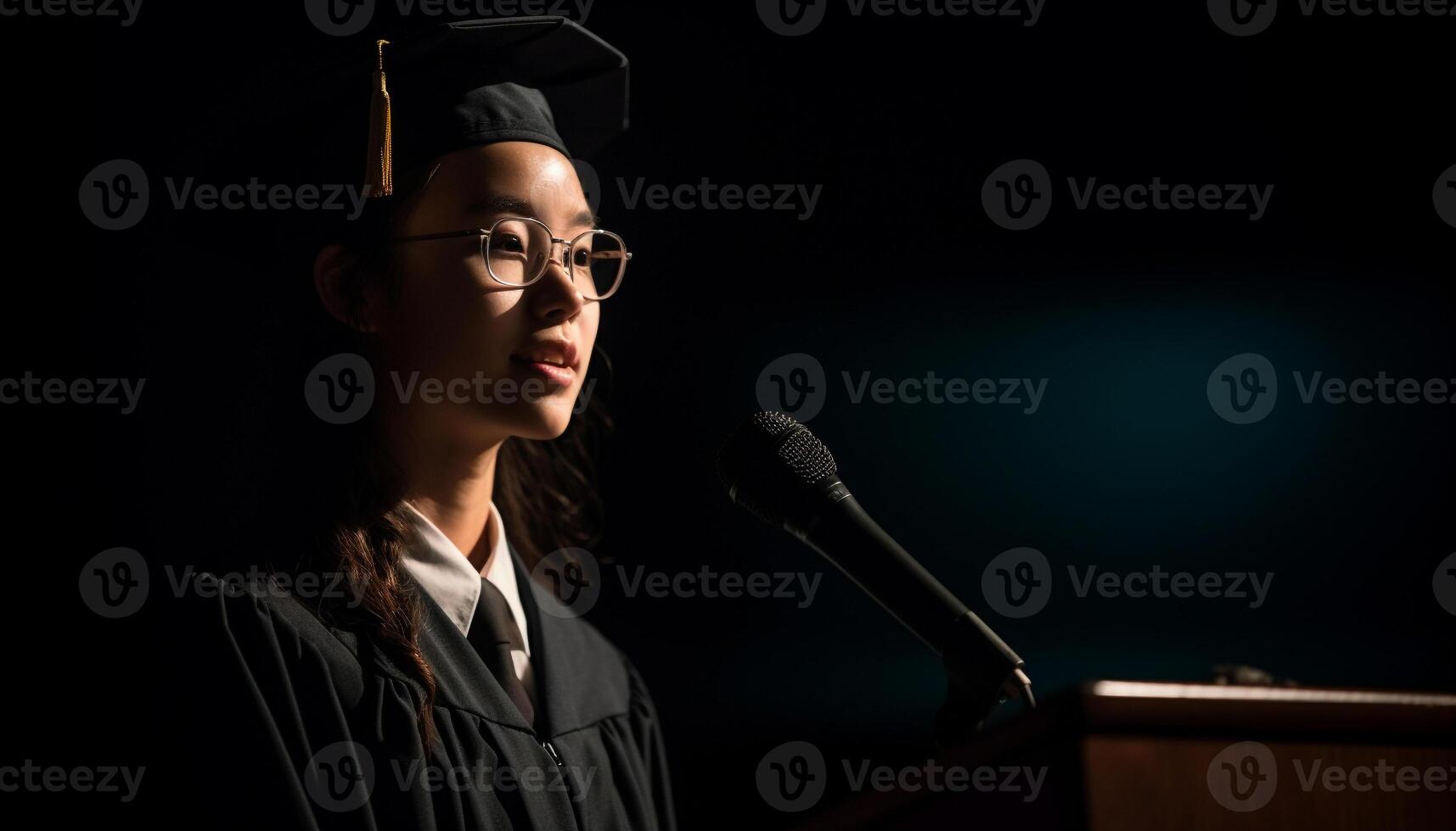 ai gegenereerd een jong vrouw, deskundige in opleiding, vol vertrouwen het uitvoeren van Aan stadium gegenereerd door ai foto