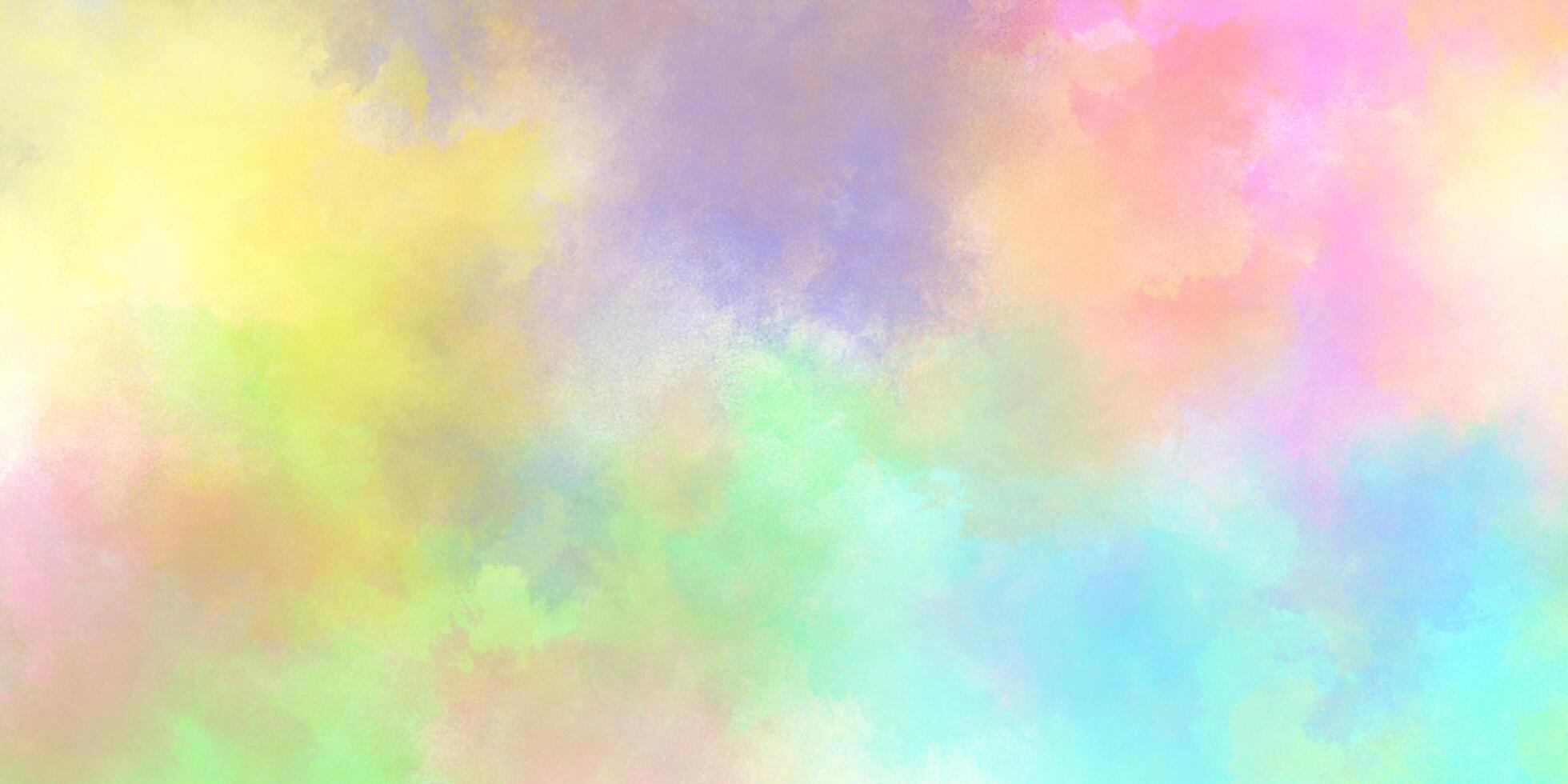 abstract veelkleurig borstel geschilderd waterverf achtergrond met waterverf vlekken, geschilderd kleurrijk regenboog waterverf achtergrond, helder veelkleurig achtergrond met roze en blauw en geel kleuren. foto