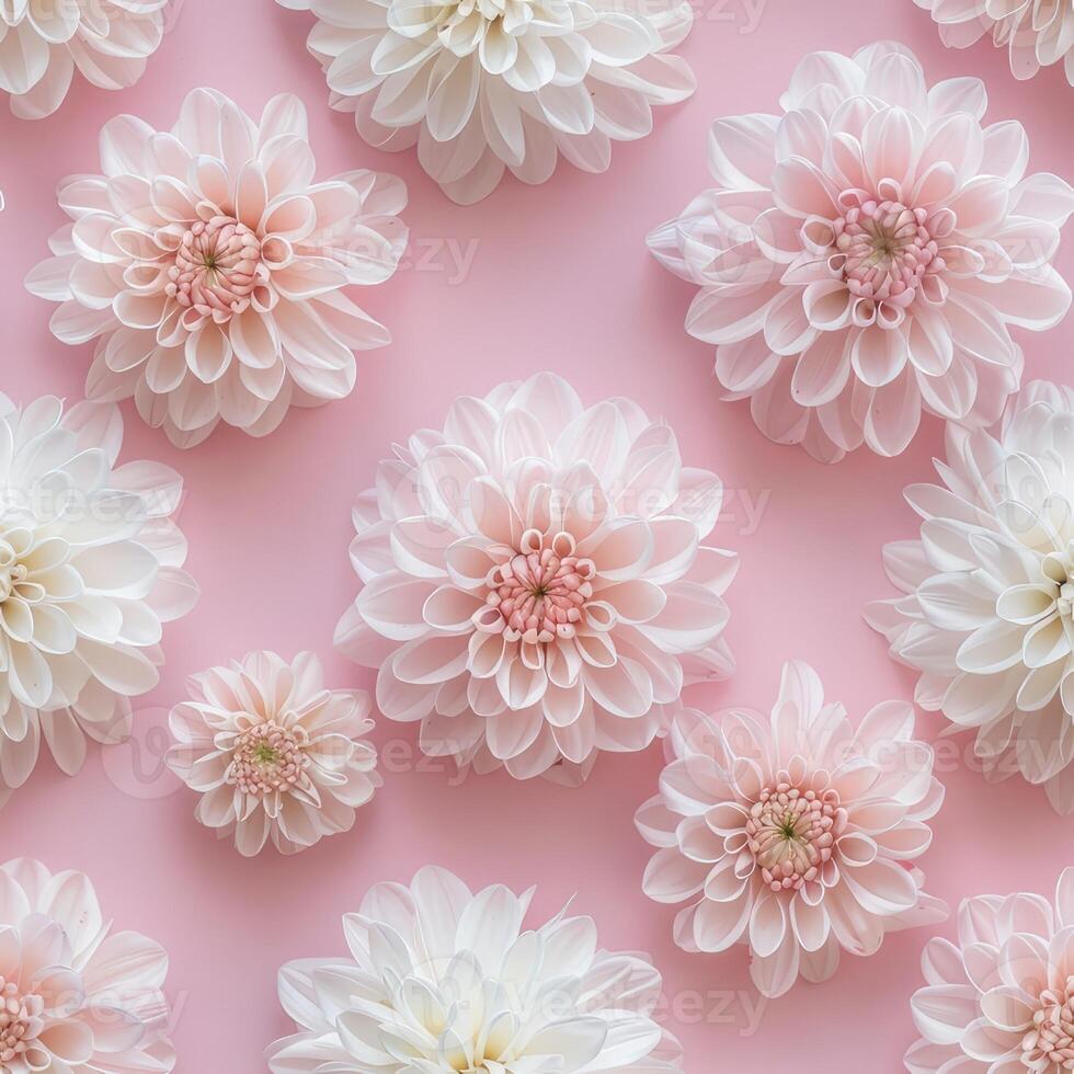 ai gegenereerd naadloos bloemen patroon van wit chrysanten Aan een roze achtergrond. ai-gegenereerd inhoud. foto