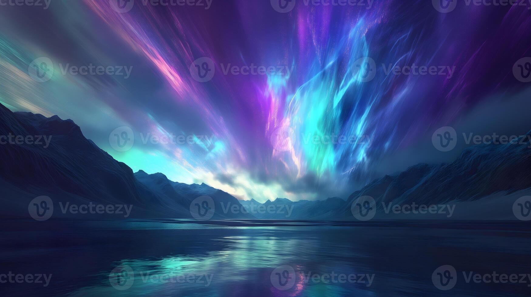 ai gegenereerd etherisch Aurora over- rustig wateren foto