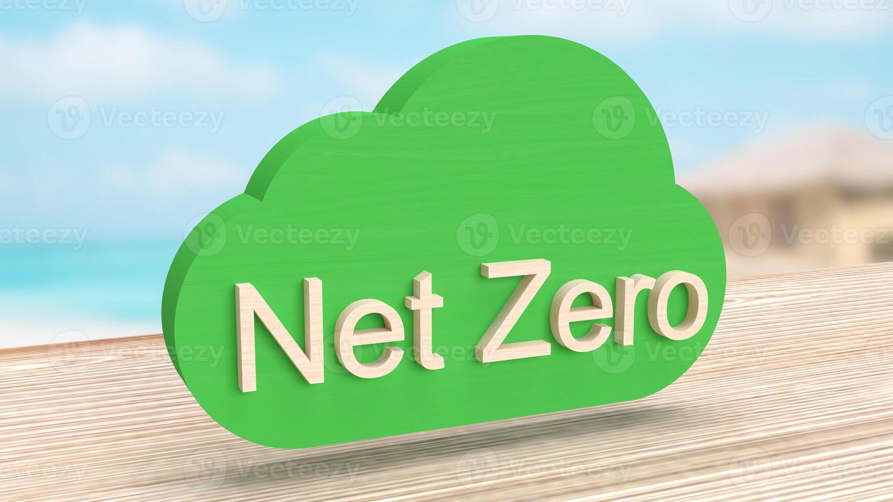 de netto nul tekst Aan wolk voor eco concept 3d weergave. foto