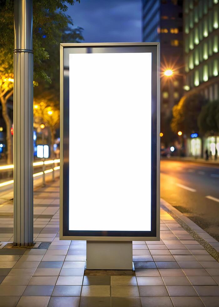 ai gegenereerd mockup van een leeg reclame aanplakbord banier foto