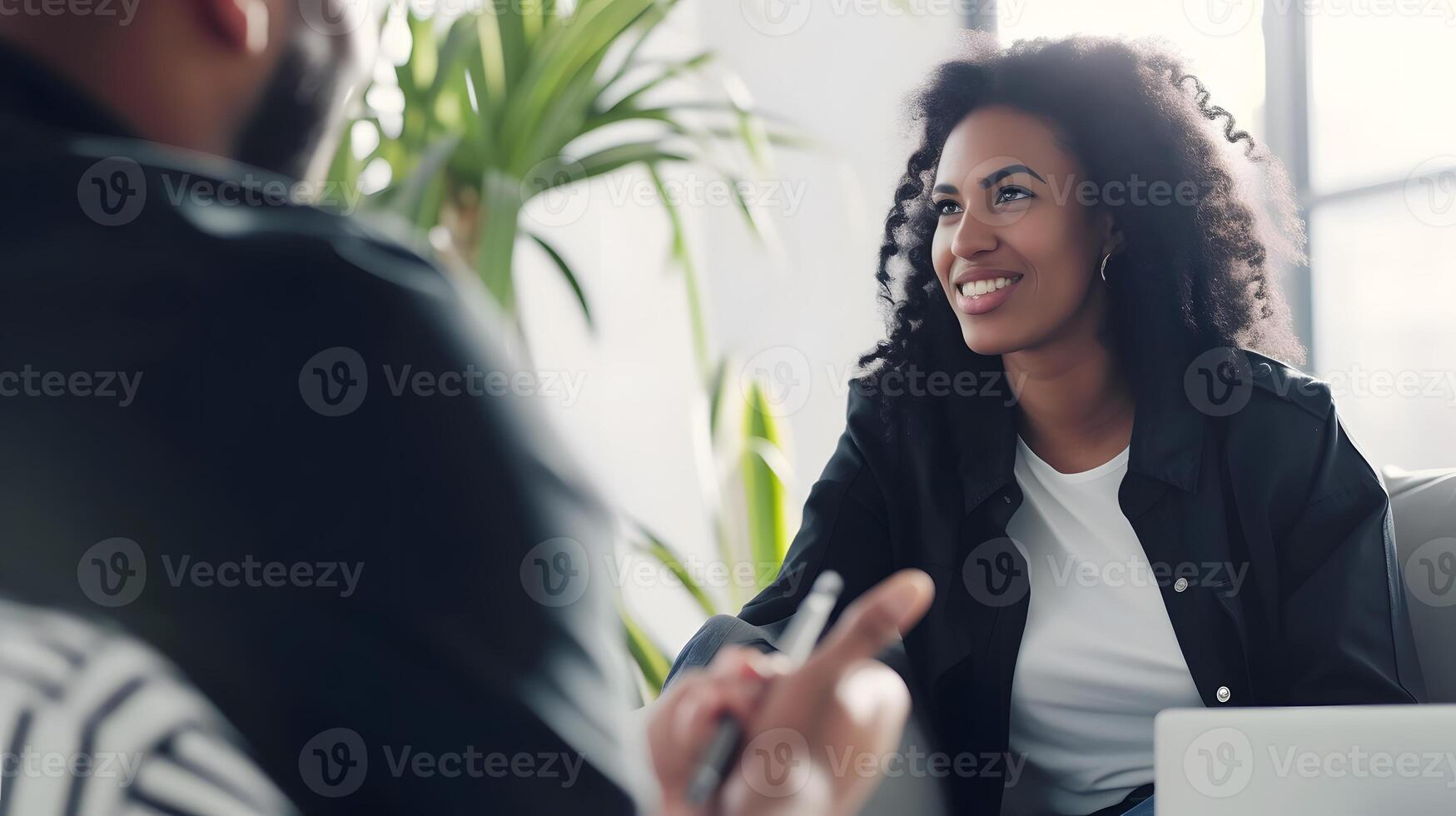 ai gegenereerd carrière trainer overleg sessie in helder kantoor. generatief ai foto