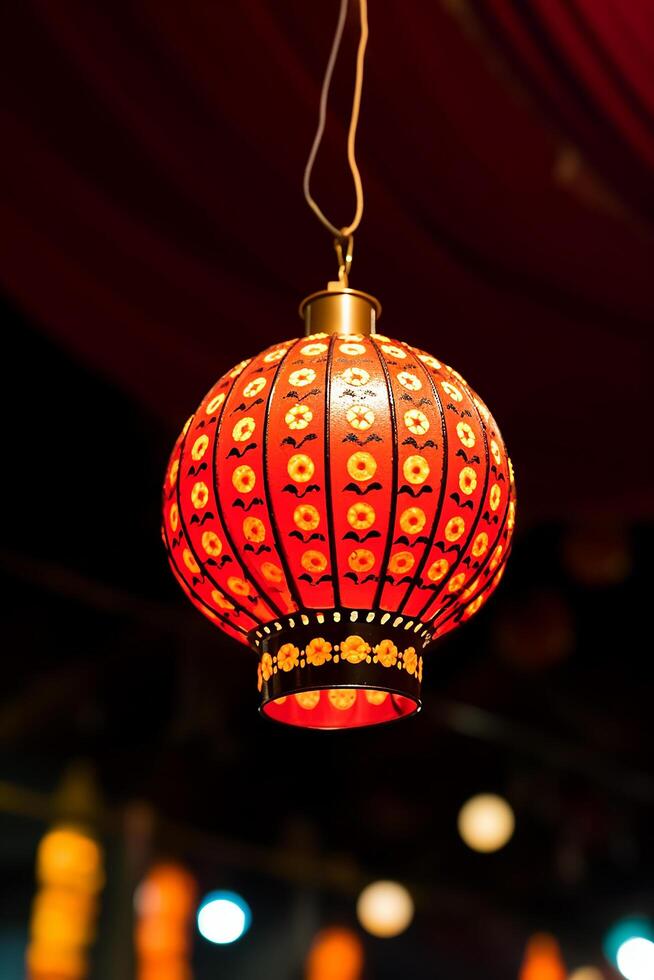 ai gegenereerd Chinese lantaarns verlichten de nacht, levendig symbolen van viering gegenereerd door ai foto