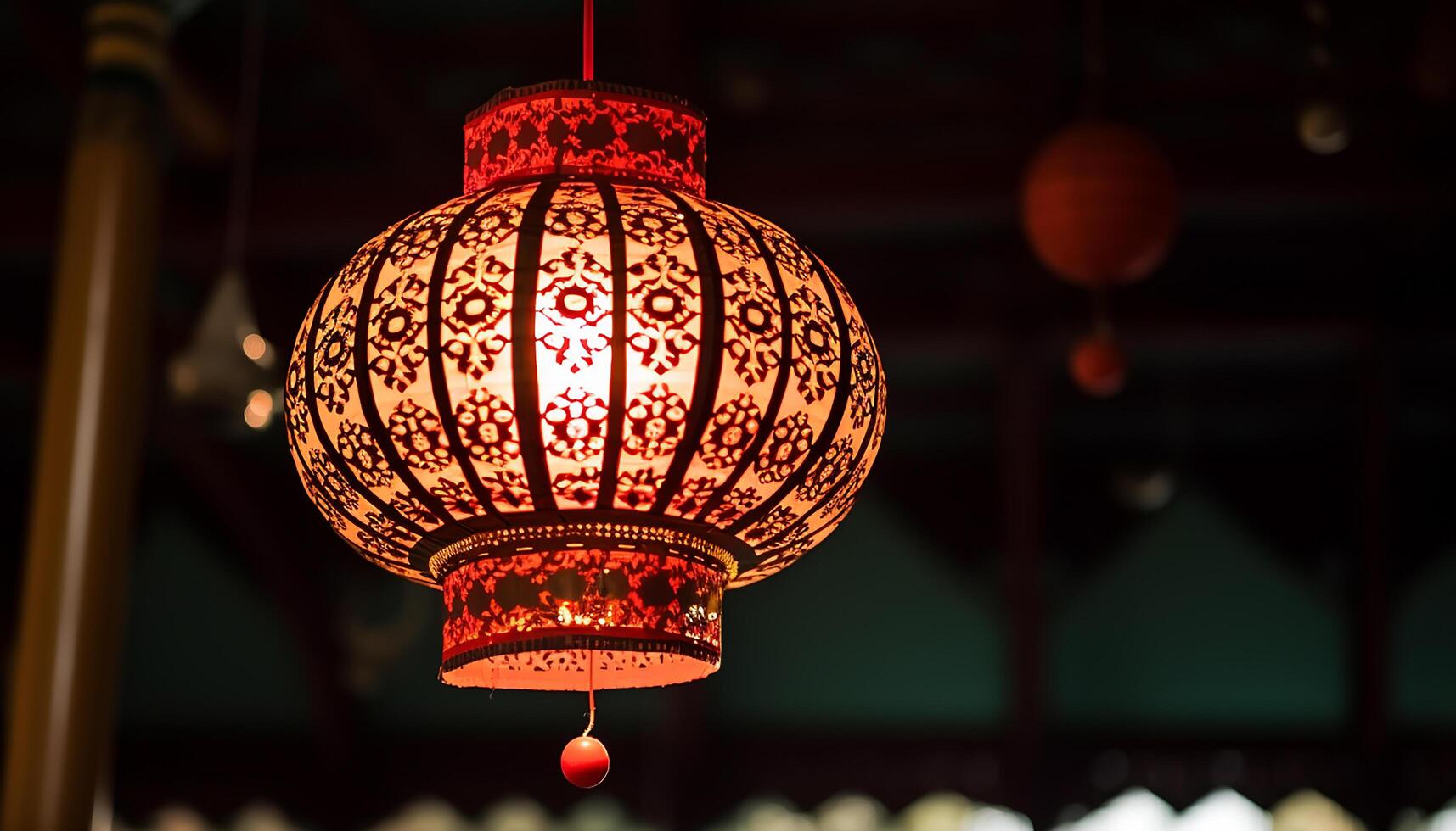 ai gegenereerd traditioneel lantaarns verlichten de nacht, vieren culturen en geestelijkheid gegenereerd door ai foto