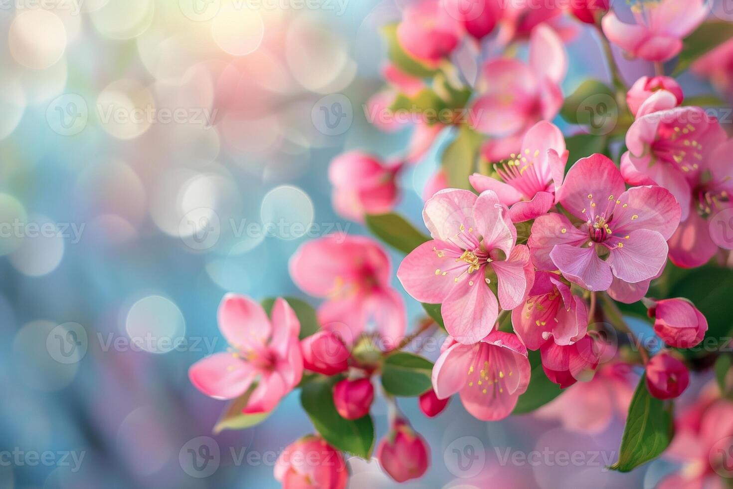 ai gegenereerd weelderig bloemen scènes presentatie van een verscheidenheid van bloesems in zacht, stralend licht met een bokeh achtergrond foto