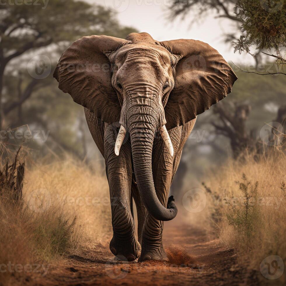 ai gegenereerd Afrikaanse wild olifant foto