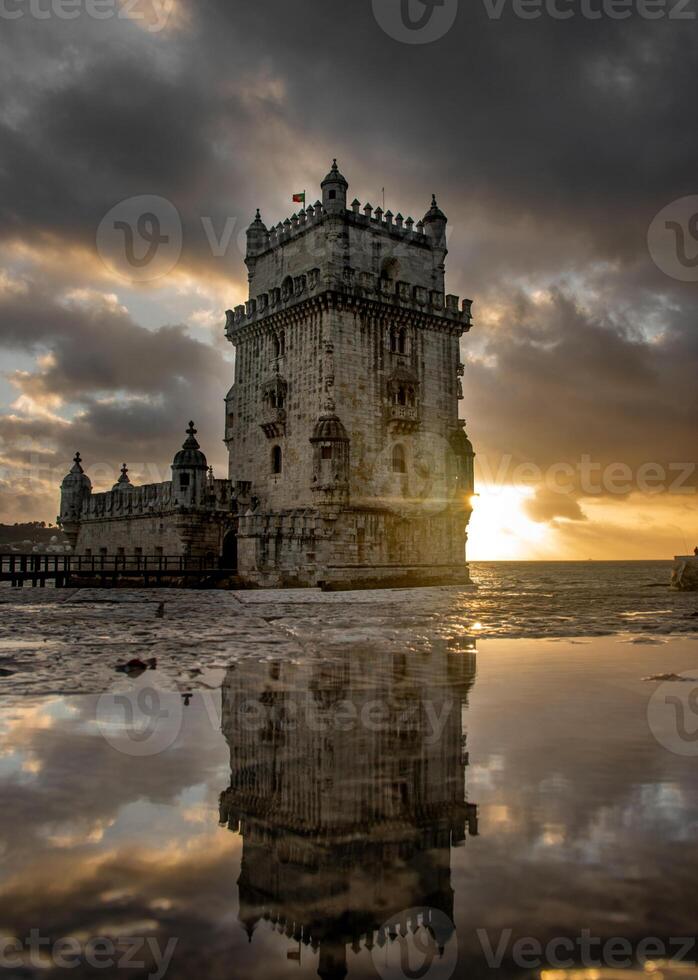 Lissabon, Portugal Bij belem toren Aan de tagus rivier- foto