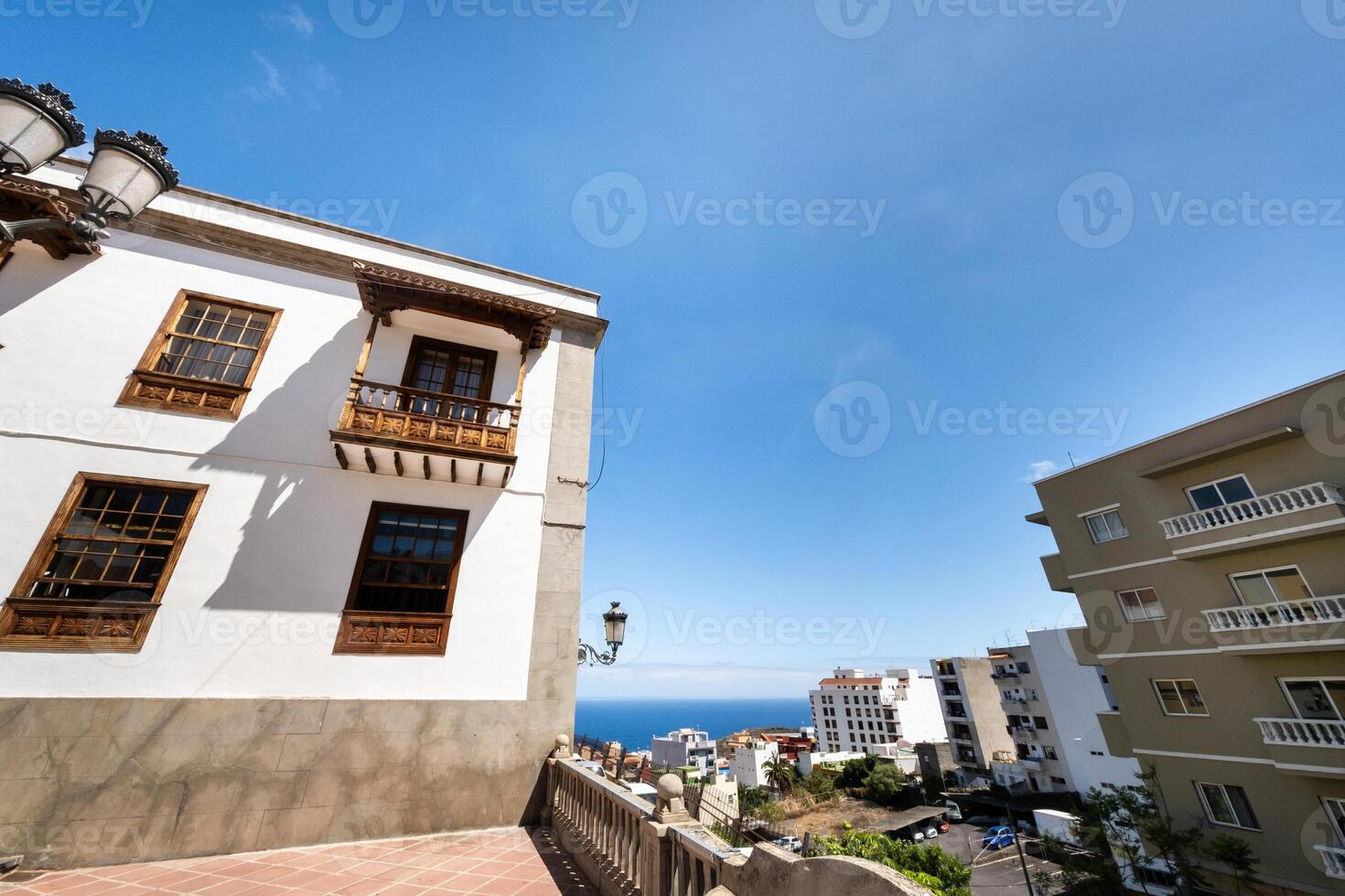 kanarie eilanden, Spanje. de straten van de oud stad- van icod de los Vinos Aan de eiland van Tenerife foto