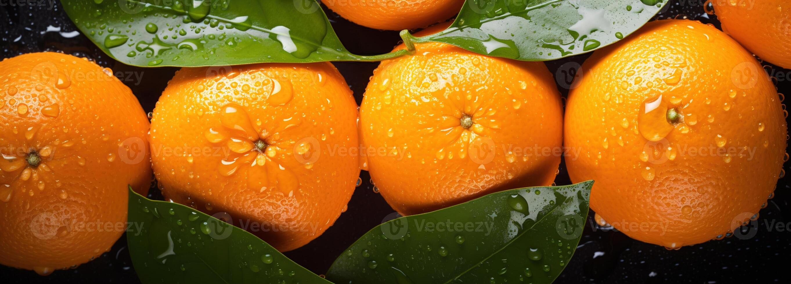 ai gegenereerd sappig oranje met bladeren, markeren de gedetailleerd patronen en verfrissend druppels van water Aan een rijk gekleurde citrus fruit achtergrond foto