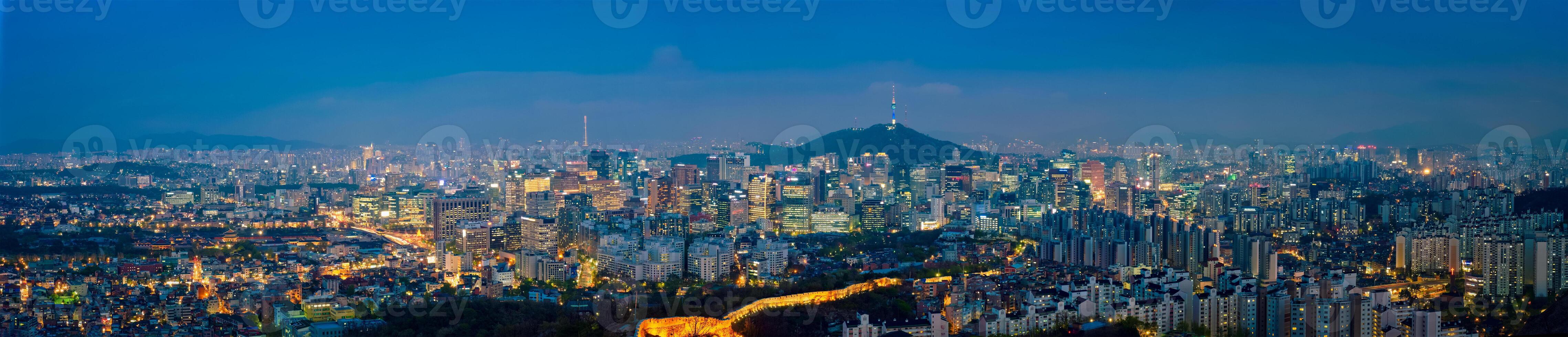 Seoel horizon in de nacht, zuiden Korea. foto