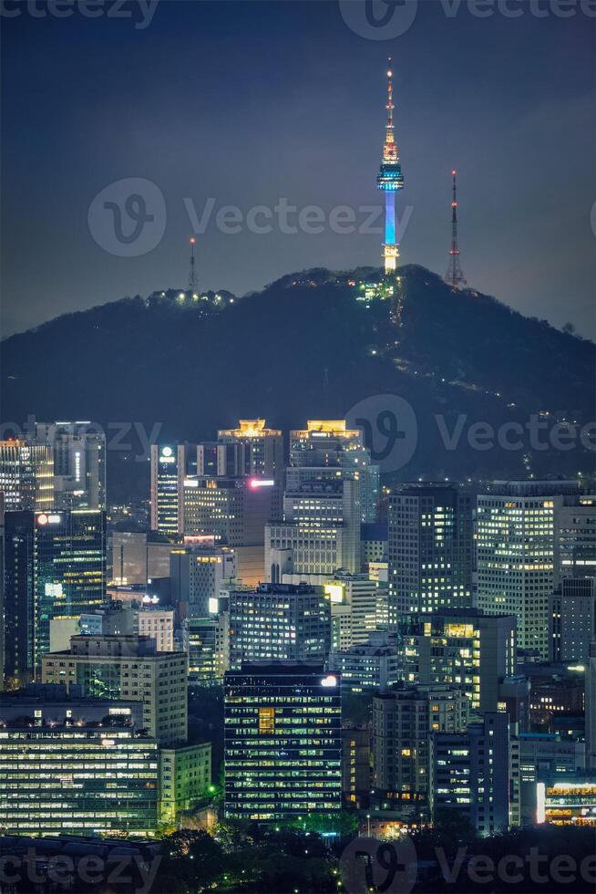 Seoel horizon in de nacht, zuiden Korea. foto