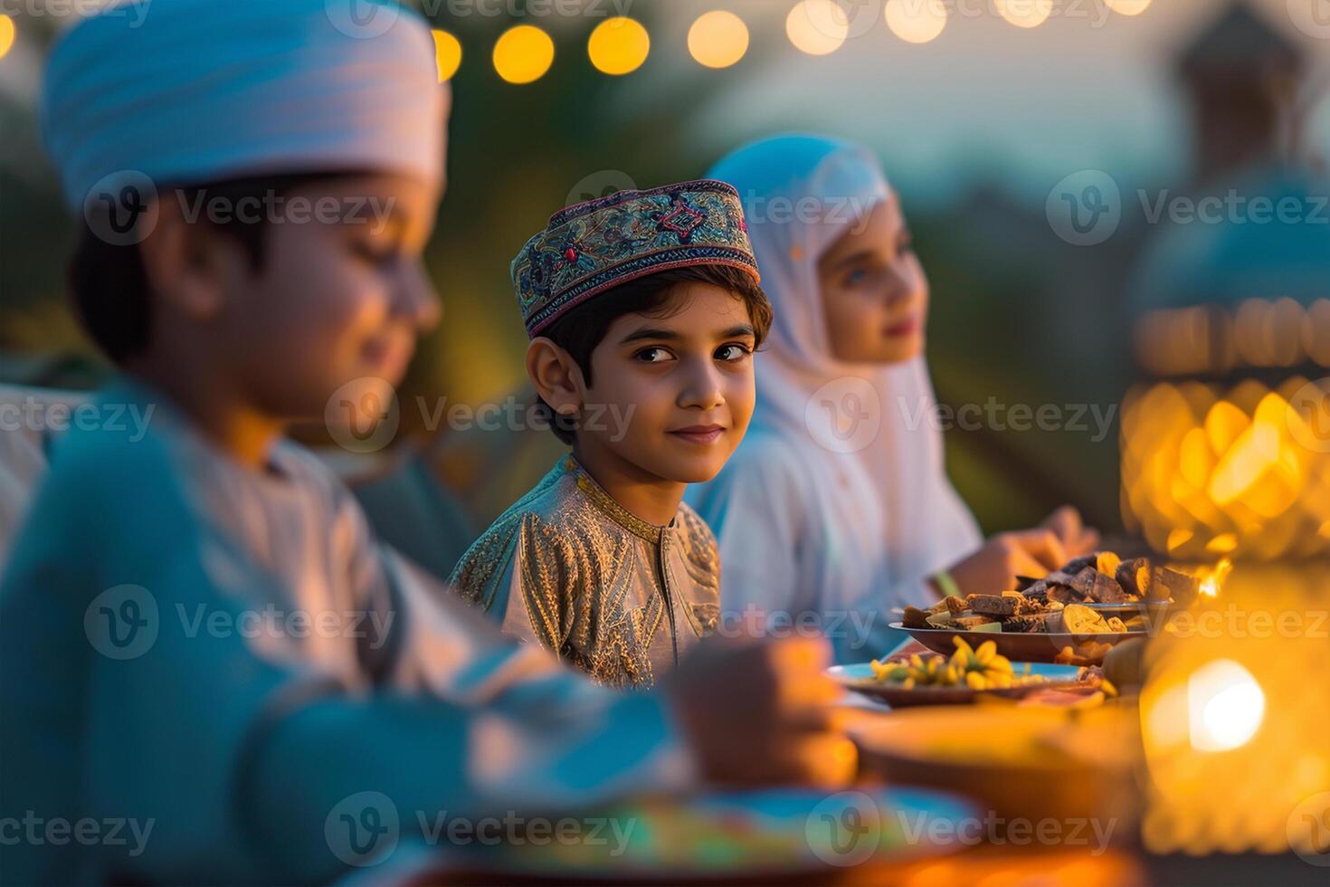 ai gegenereerd avond familie iftar viering gevangen genomen foto