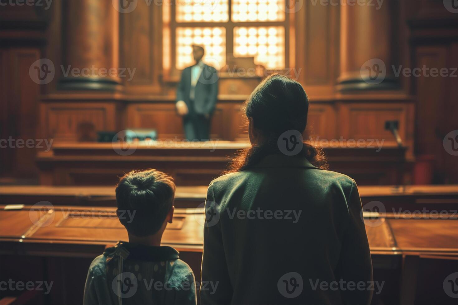 ai gegenereerd een familie rechtbank scenario waar een kind hechtenis strijd volgt tussen gescheiden ouders foto