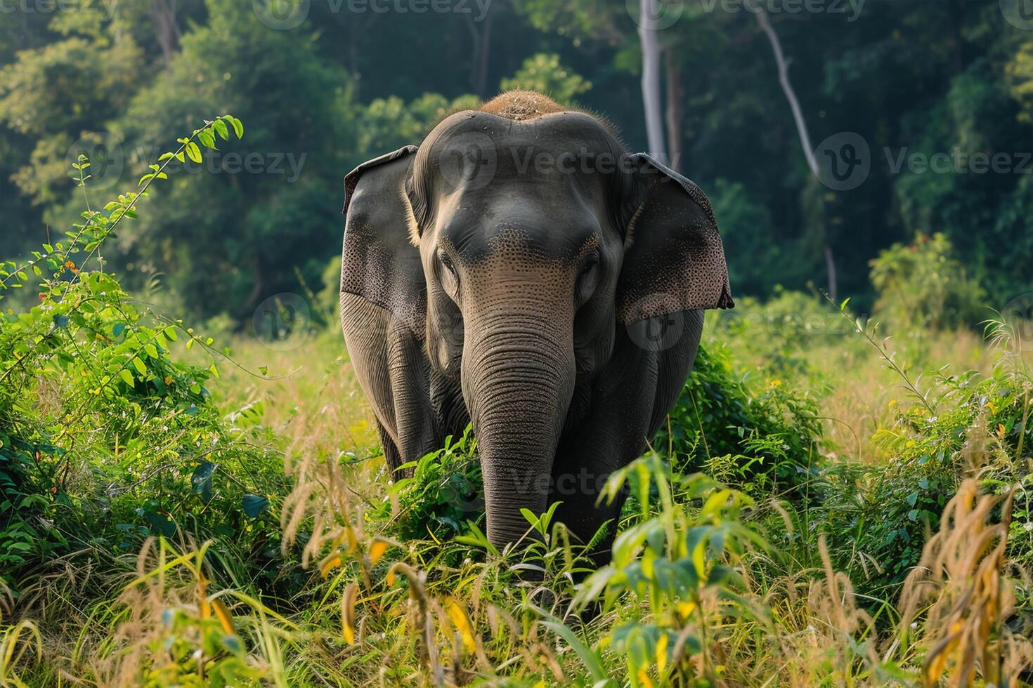 ai gegenereerd Aziatisch olifant, Aziatisch olifant, Thailand, wereld dieren in het wild dag foto