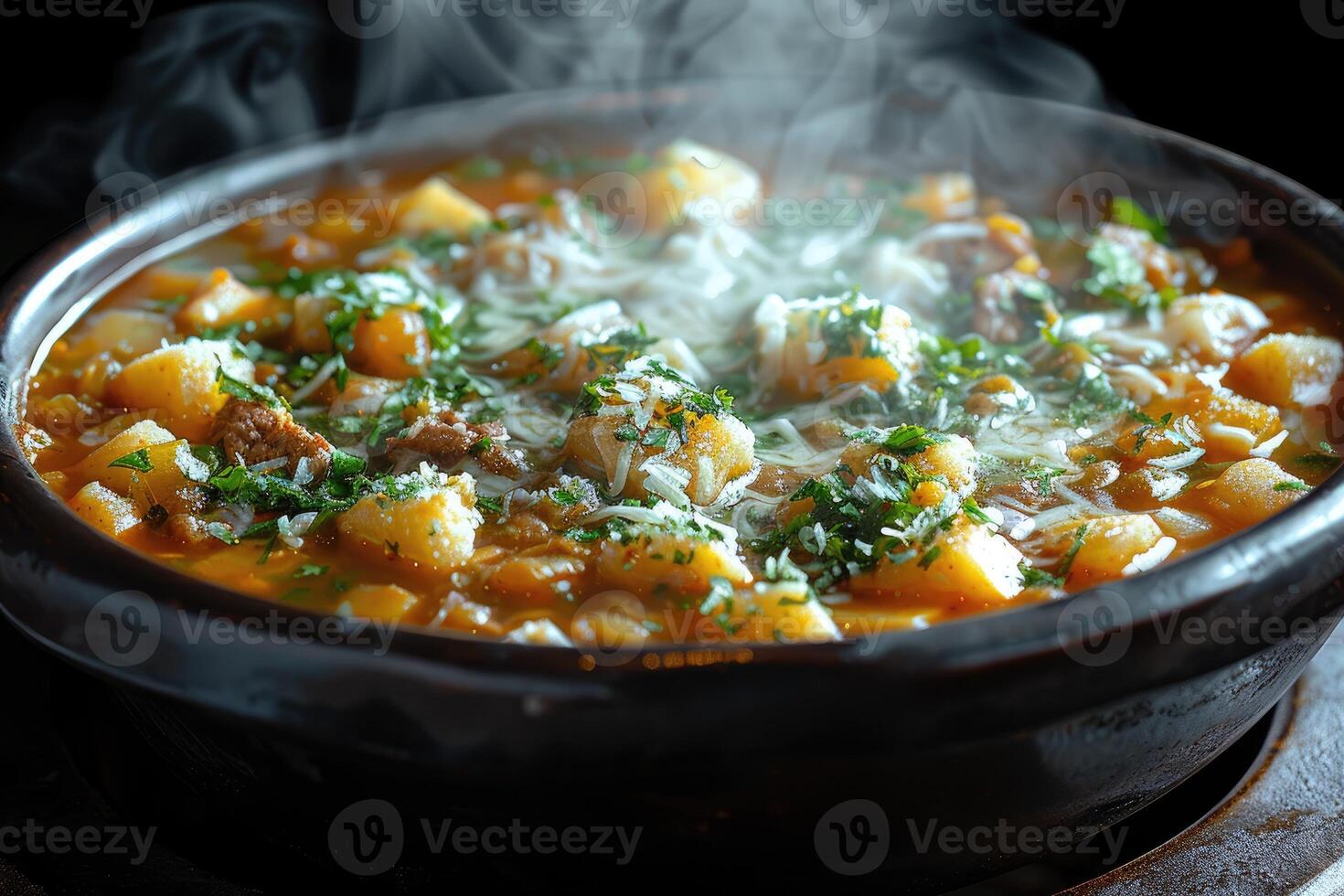 ai gegenereerd pozole Mexicaans voedsel in de keuken tafel professioneel reclame voedsel fotografie foto