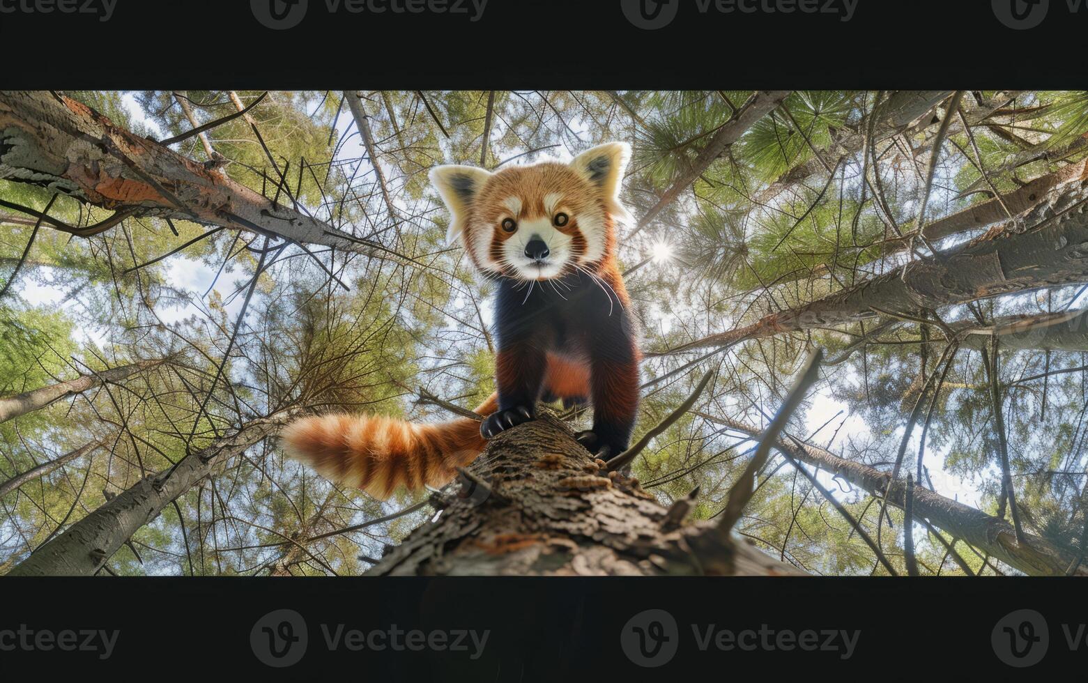 ai gegenereerd rood panda in boom foto