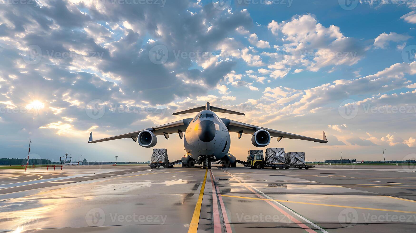 ai gegenereerd een lading vlak Bij de luchthaven dokken ladingen of lost lading. ai gegenereerd foto